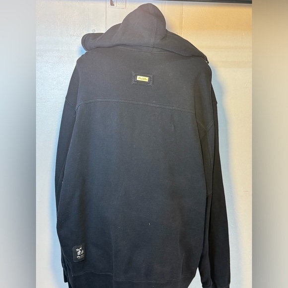 2XL LRG roots equipment zip up thick hoodie black with white logo 2 pockets - Picture 3 of 13